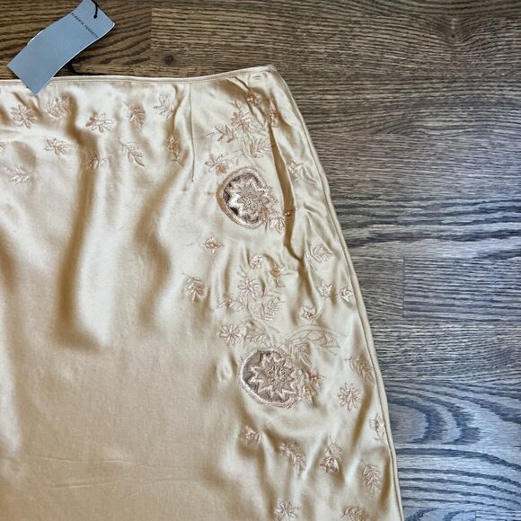 Alberta Ferretti Womens 90's Champagne 100% Silk Embroidered Skirt Size 44/M - Picture 12 of 16